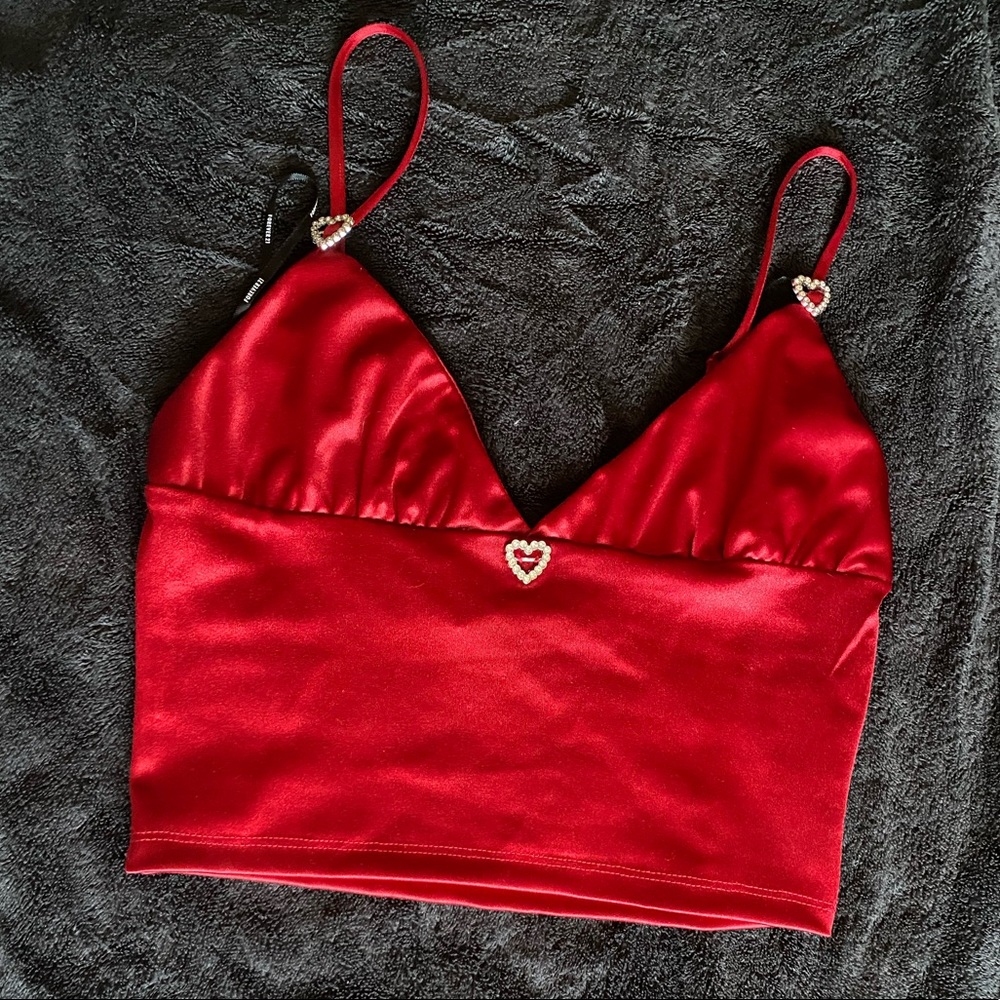 Red Satin Tanktop Croptop